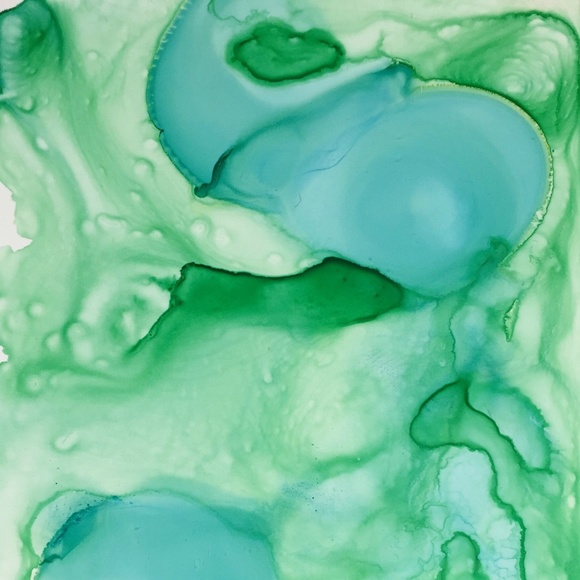 Original Abstract Art Ink Painting 5" x 7" Green - Picture 2 of 5